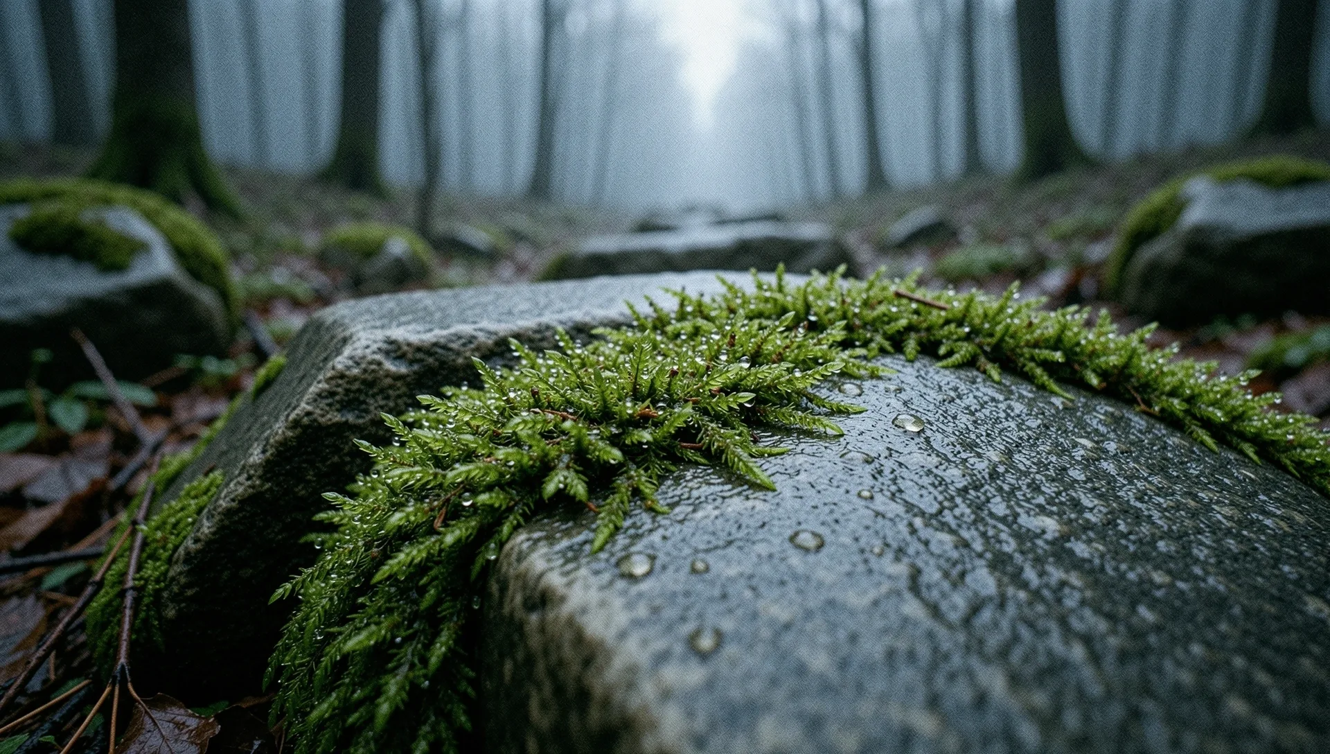Naturalne środowisko mchu i kamienia